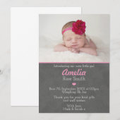 Nieuwe geboortekaart meisje dankkaart aankondiging (Voorkant / Achterkant)