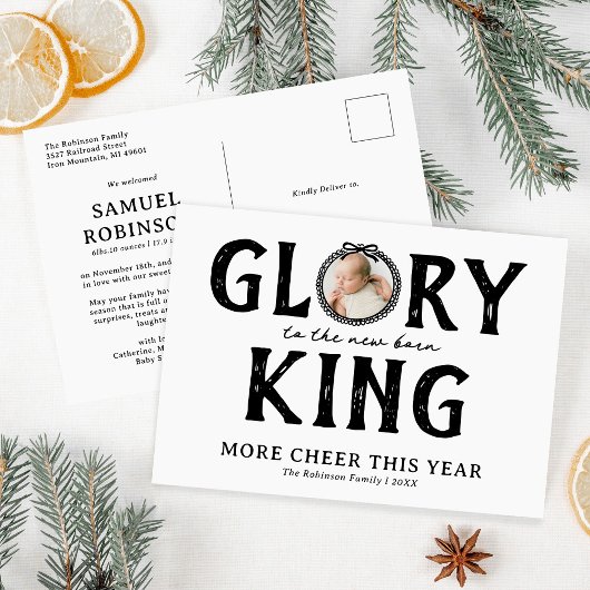 Nieuwe geboortekoning l Geboorteaankondiging Kerst Feestdagenkaart