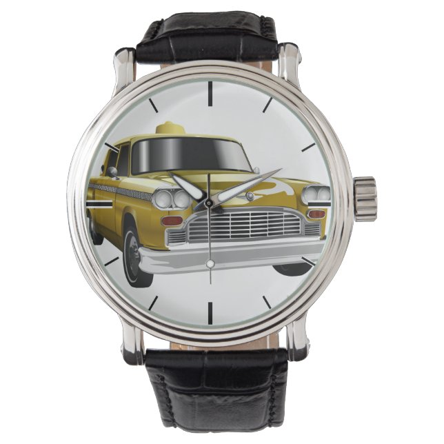 Nieuwe Gele Vintage Taxi van New York City Horloge (Voorkant)