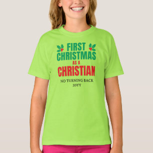 Nieuwe gelovige EERSTE KERSTMIS ALS CHRISTEN Kinde T-shirt