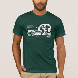 Nieuwe generatie op groen t-shirt