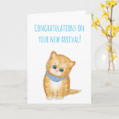 Nieuwe ginger kitten-felicitaties kaart (Gele Bloem)