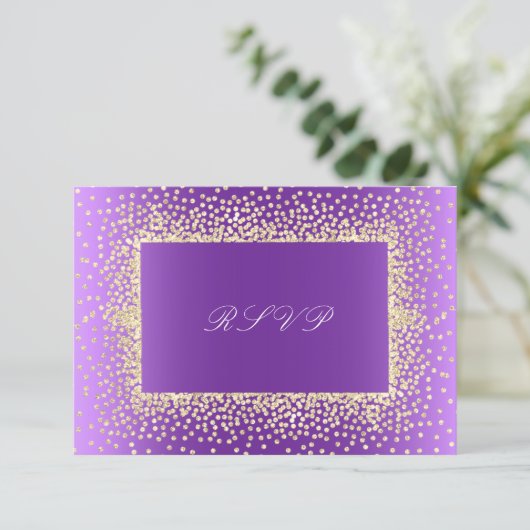 Nieuwe Glitter Paarse Amethyst Gold RSVP (Staand voorkant)