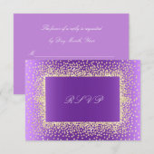Nieuwe Glitter Paarse Amethyst Gold RSVP (Voorkant / Achterkant)