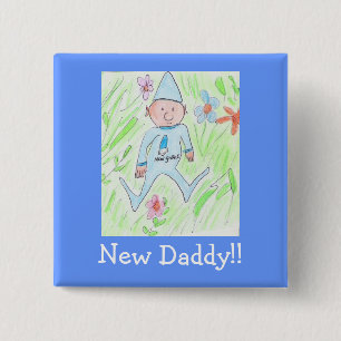 Nieuwe gnoom, nieuwe papa! vierkante button 5,1 cm