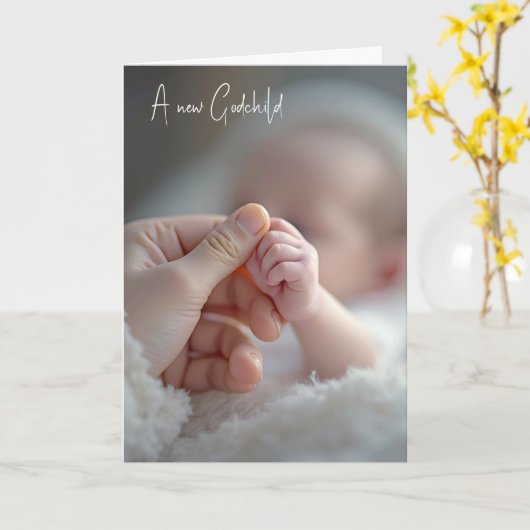 Nieuwe Godchild gefeliciteerd Kaart (Gele Bloem)