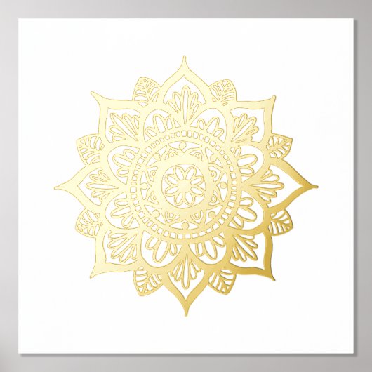 Nieuwe Gold Mandala Flower Folie Art afdrukken (Voorkant)