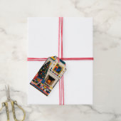 Nieuwe golf 1980s Pop Art Kerst Tag Cadeaulabel (Met Touw)