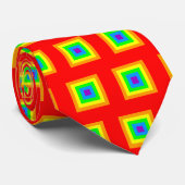 Nieuwe Golf Regenboog Vierkanten Stropdas (Opgerold)