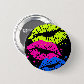 Nieuwe golf retro 80s vintage lippen & sterren kus ronde button 5,7 cm