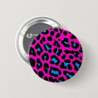 Nieuwe golf retro 80s vintage roze luipaard speld ronde button 5,7 cm