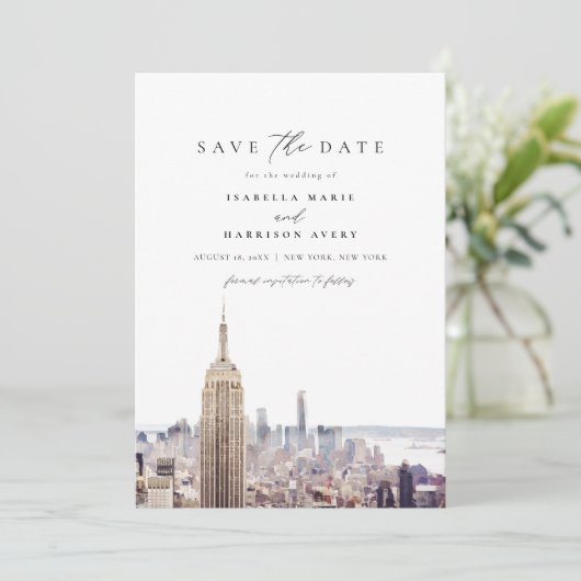 NIEUWE GORKSTAD Waterverf Beach Save the Date Kaart (Staand voorkant)