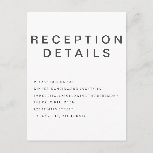 Nieuwe Goth-minimalistische bijlagekaart Informatiekaartje (Voorkant)