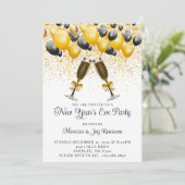 Nieuwe gouden zwarte ballonnen kaart (Staand voorkant)