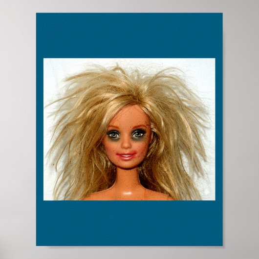Nieuwe grappige distressed blonde poppengezicht me poster (Voorkant)
