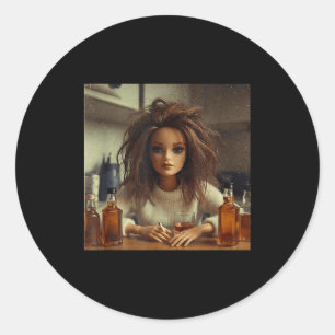 Nieuwe grappige getergde poppengezicht meme ronde sticker