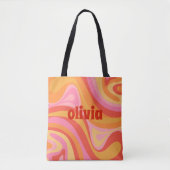 Nieuwe Groef Retro Abstract Patroon Aangepast Tote Bag (Voorkant)