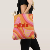 Nieuwe Groef Retro Abstract Patroon Aangepast Tote Bag (Dichtbij)