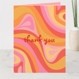 Nieuwe Groef Retro Abstract Patroonroze en Oranje Bedankkaart