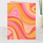 Nieuwe Groef Retro Abstract Patroonroze en Oranje Bedankkaart (Achterkant)