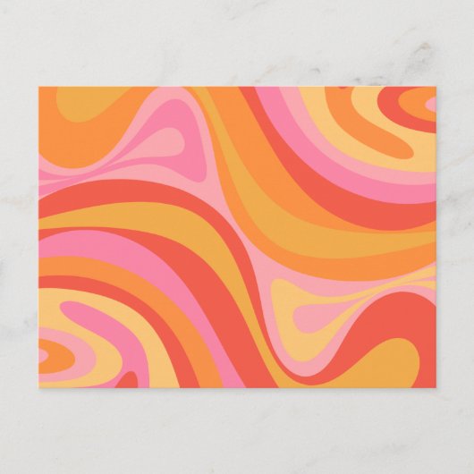 Nieuwe Groef Retro Abstract Patroonroze en Oranje Briefkaart (Voorkant)