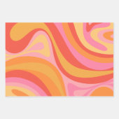 Nieuwe Groef Retro Abstract Patroonroze en Oranje Inpakpapier Vel (Voorkant 3)