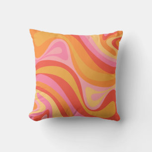 Nieuwe Groef Retro Abstract Patroonroze en Oranje Kussen