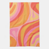 Nieuwe Groef Retro Abstract Patroonroze en Oranje Theedoek (Verticaal)