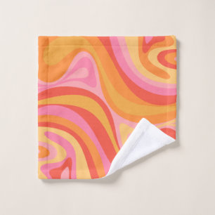 Nieuwe Groef Retro Abstract Patroonroze en Oranje Washandje