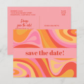 Nieuwe Groef Retro Abstract Roze en Oranje Briefkaart (Voorkant / Achterkant)