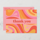 Nieuwe Groef Retro Abstract Roze Oranje Dank Je Briefkaart (Voorkant / Achterkant)