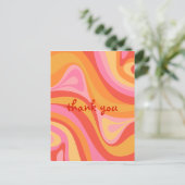 Nieuwe Groef Retro Abstract Roze Oranje Dank Je Briefkaart (Staand voorkant)