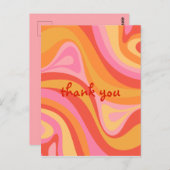 Nieuwe Groef Retro Abstract Roze Oranje Dank Je Briefkaart (Voorkant / Achterkant)