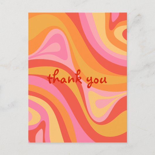 Nieuwe Groef Retro Abstract Roze Oranje Dank Je Briefkaart (Voorkant)
