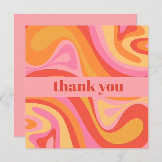 Nieuwe Groef Retro Abstract Roze Oranje Dank u (Voorkant / Achterkant)