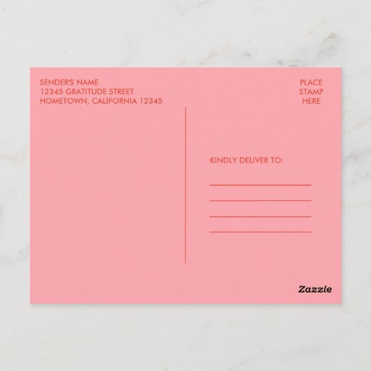 Nieuwe Groef Retro Abstract Roze Oranje Dank u Briefkaart (Achterkant)