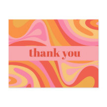 Nieuwe Groef Retro Abstract Roze Oranje Dank u