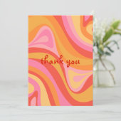 Nieuwe Groef Retro Abstract Roze Oranje Dank u Kaart (Staand voorkant)
