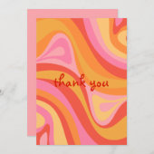 Nieuwe Groef Retro Abstract Roze Oranje Dank u Kaart (Voorkant / Achterkant)