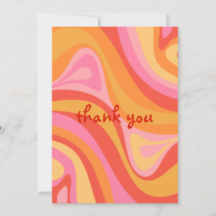 Nieuwe Groef Retro Abstract Roze Oranje Dank u Kaart