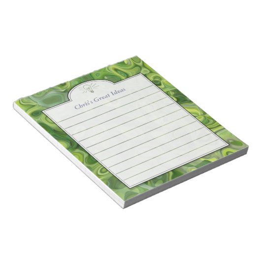 Nieuwe groene, Abstracte lijst met aangepaste kuns Notitieblok (Schuin)