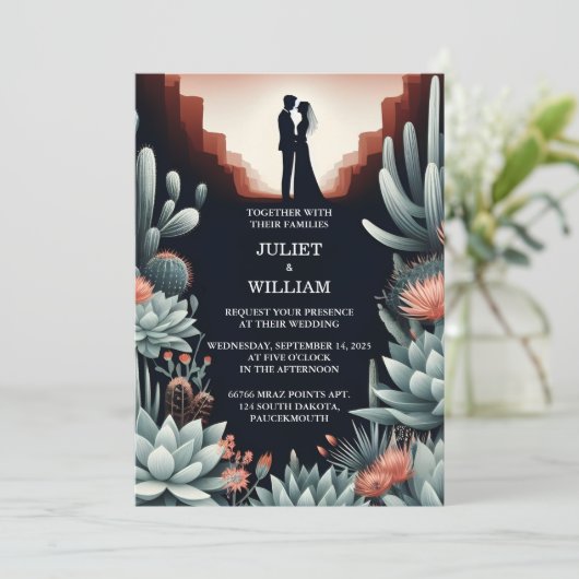 Nieuwe Groene Boho Blad Woestijn Cactussen Succule Kaart (Staand voorkant)