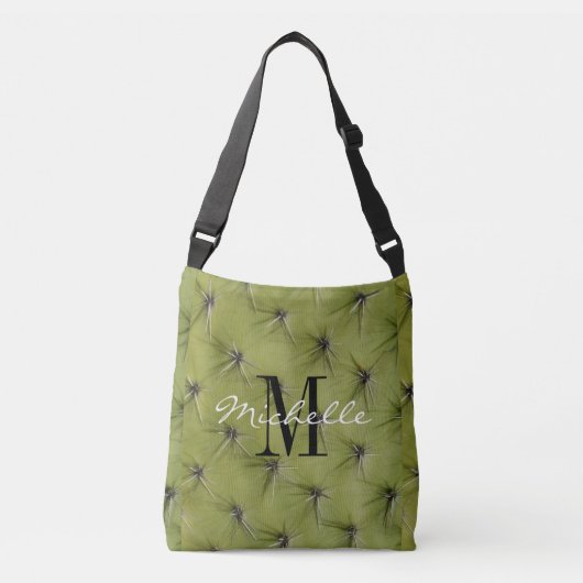 Nieuwe groene cactus drukken aangepaste cross-body crossbody tas (Voorkant)