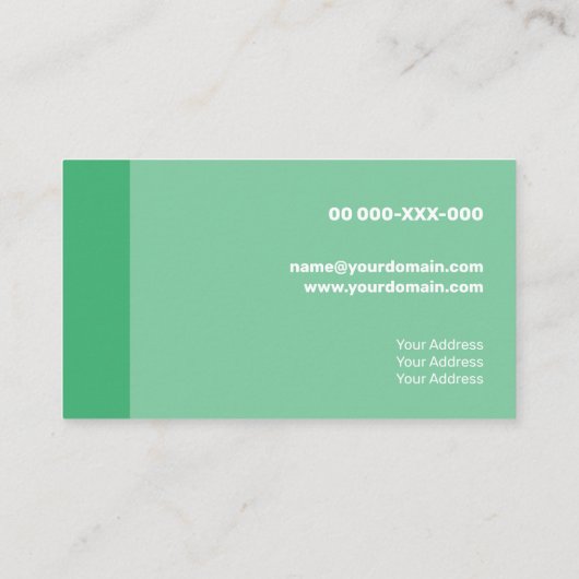 Nieuwe groene hedendaagse transparantie visitekaartje (Achterkant)