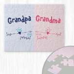 Nieuwe grootouders - Baby of zwangerschapsaankondi Legpuzzel<br><div class="desc">Jigsaw Puzzels zijn een leuke manier om een aankondiging te maken en dit moderne harten en pijlen ontwerp in roze en blauw is ideaal voor nieuwe grootouders om te zijn. De woorden, opa en oma kunnen beide worden gepersonaliseerd aan opa, Nanna etc., naar uw voorkeur. Je kunt er ook het...</div>