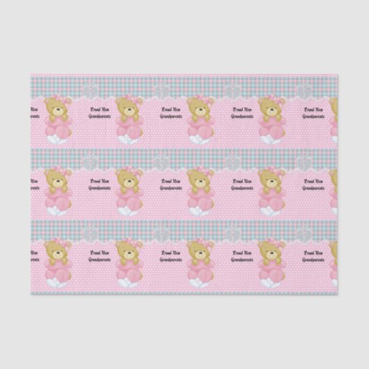 Nieuwe grootouders, edele baby Girl Tissuepapier (Voorkant)