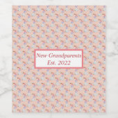 Nieuwe grootouders Est. 2022 Cute Stork Pattern Ar Wijn Etiket (Enkel label)