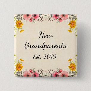 Nieuwe grootouders Est.  Button Floral 2019