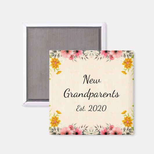 Nieuwe grootouders Est. Floral Magnet 2020 (Voorkant / Achterkant)