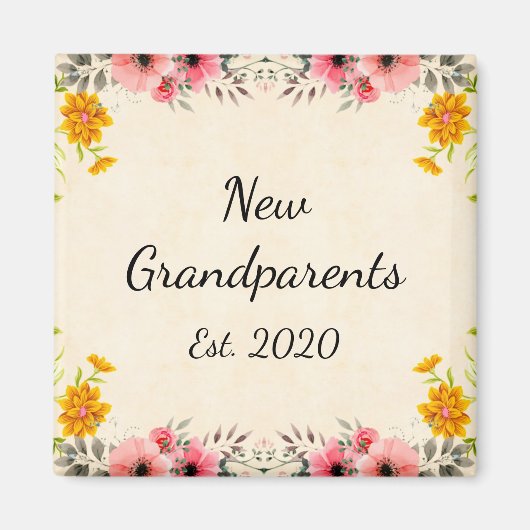 Nieuwe grootouders Est.  Floral Magnet 2020 (Voorkant)